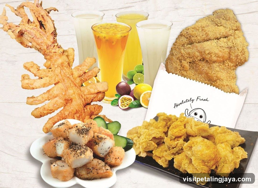 Fried Seafood and Drink Spread