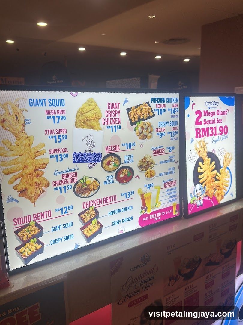 Giant Squid & Crispy Chicken Menu Board