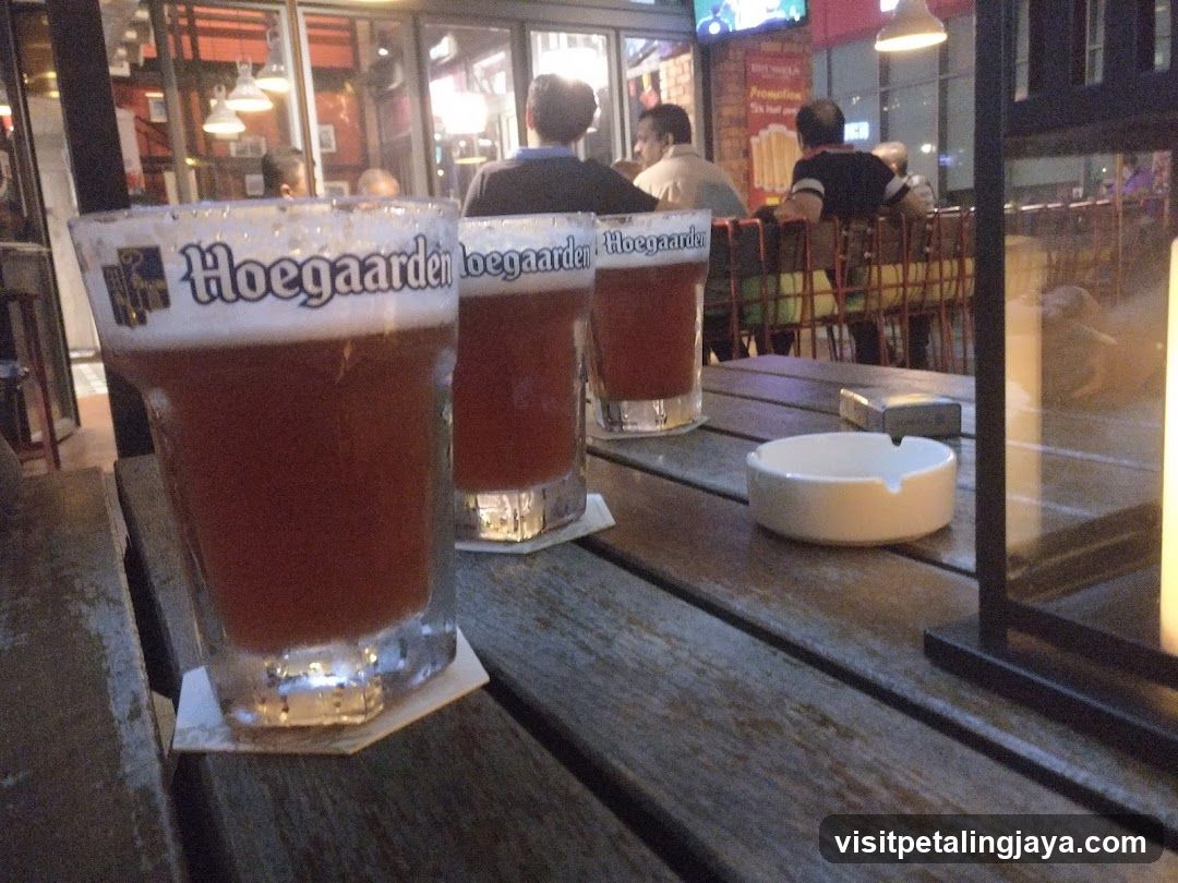 Beer glasses at a bar