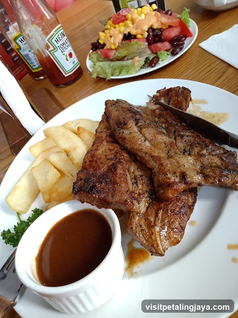 Grilled Steak with Fries and Salad