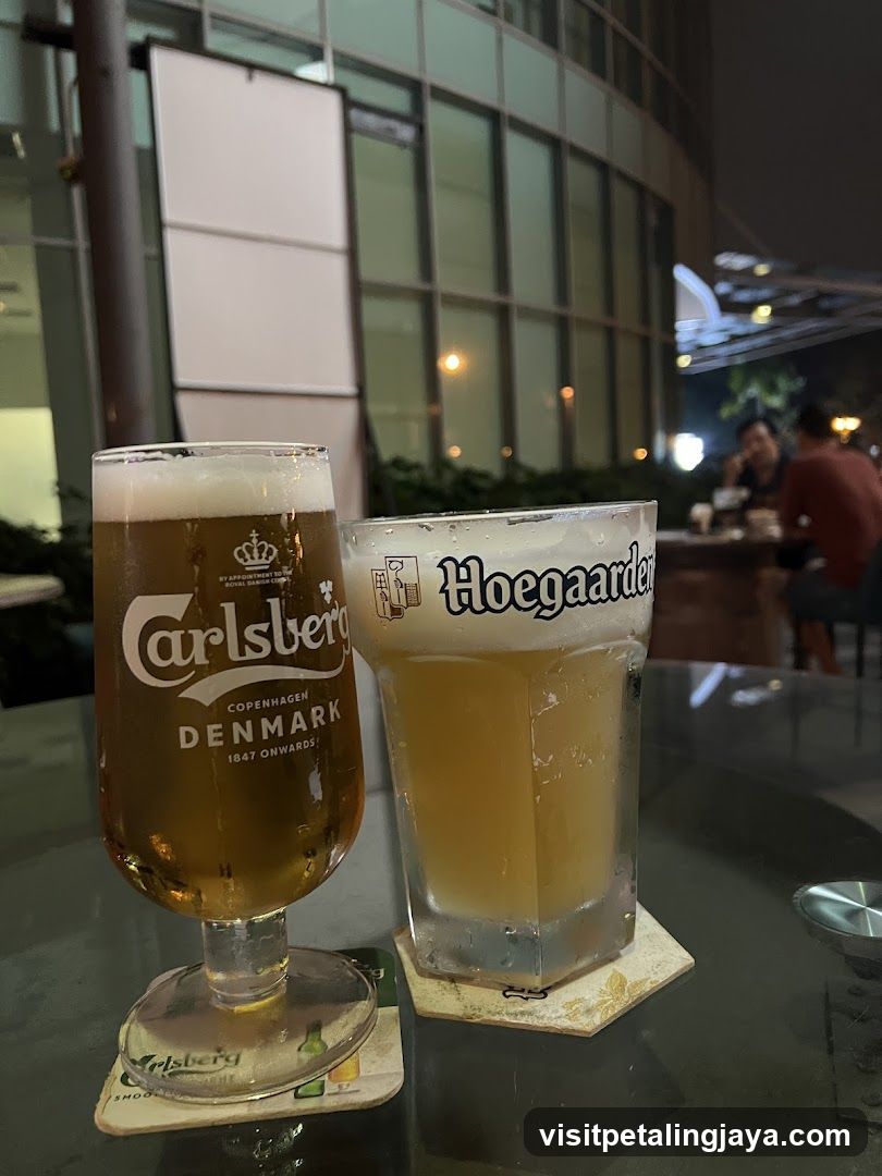 Beer glasses on table