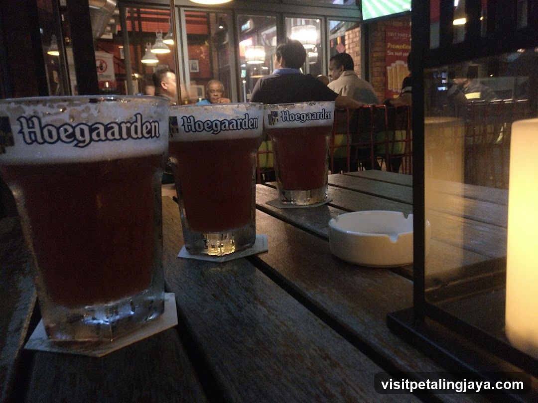 Hoegaarden Beer Glasses at a Bar
