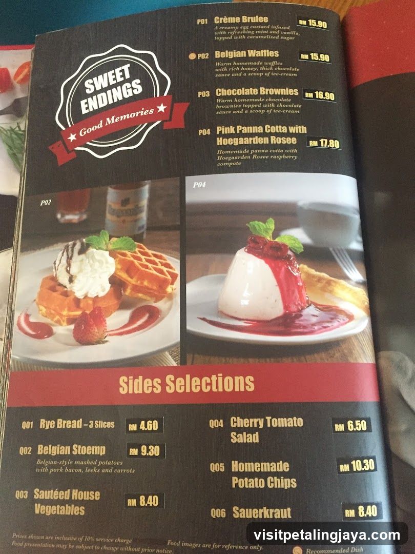 Sweet Endings Dessert Menu