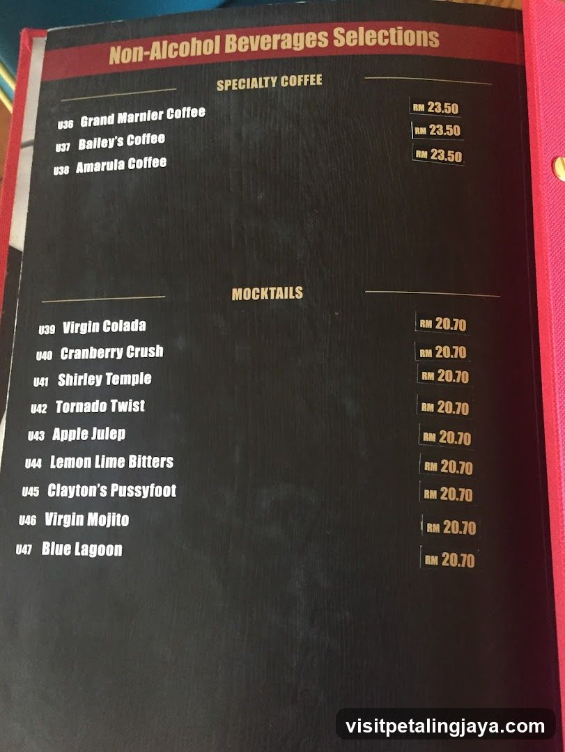 Non-Alcohol Beverages Selections