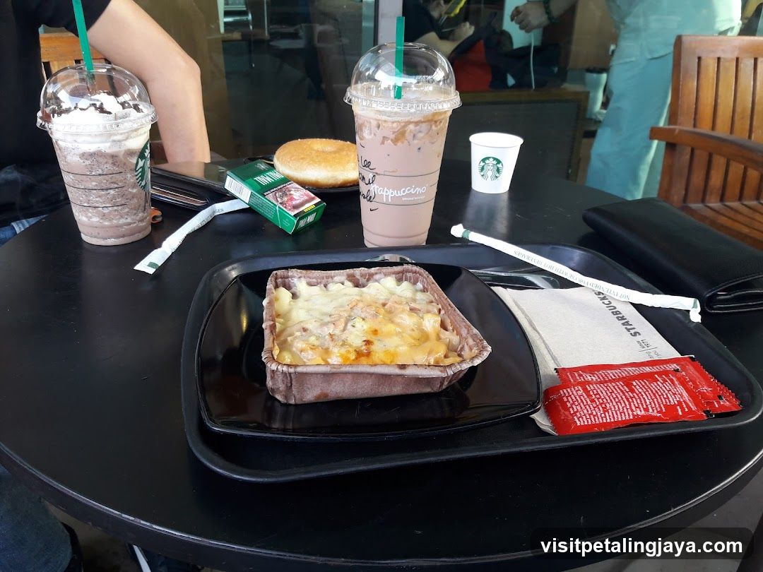 Starbucks Table Setting with Food and Drinks