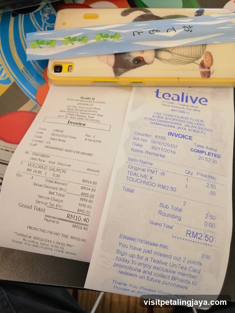Tealive Receipt and Phone Case