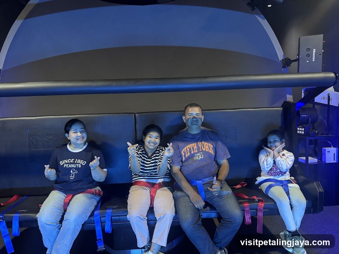 Family in a VR or simulation seat