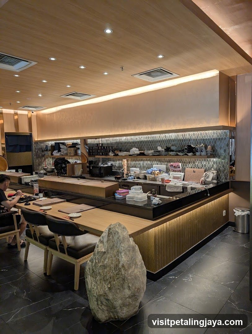 Restaurant Interior with Counter and Seating Area