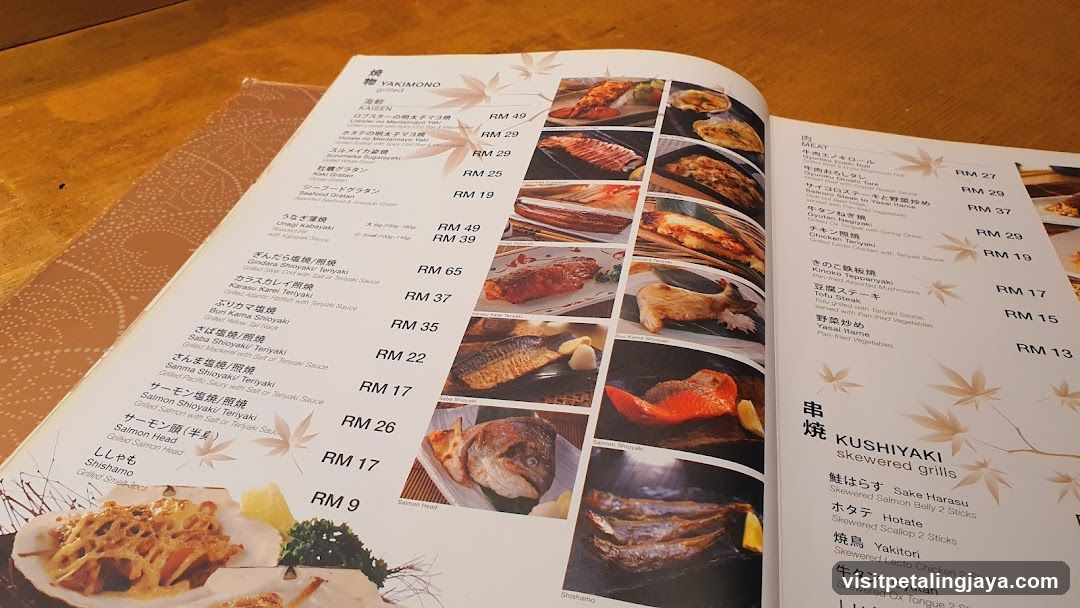 Sashimi and Skewered Grills Menu