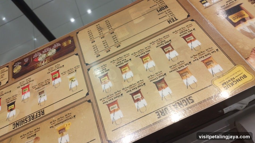 Bun Chai Tea Menu Display