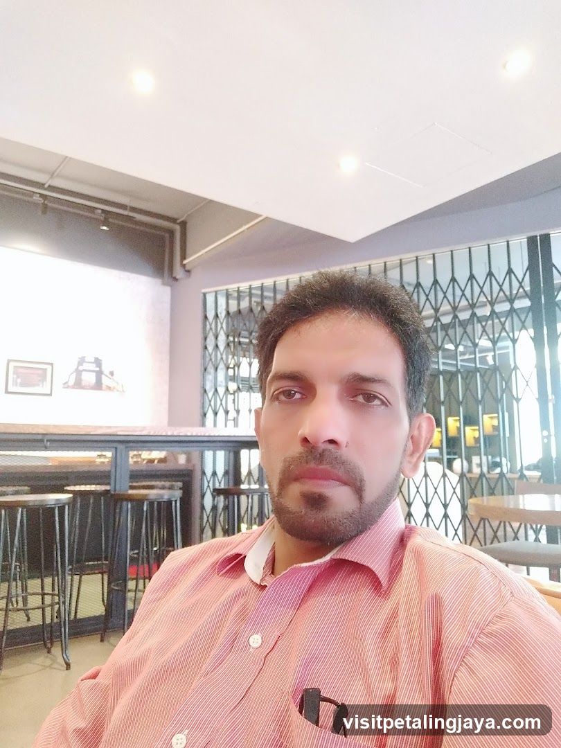 Selfie in a cafe interior