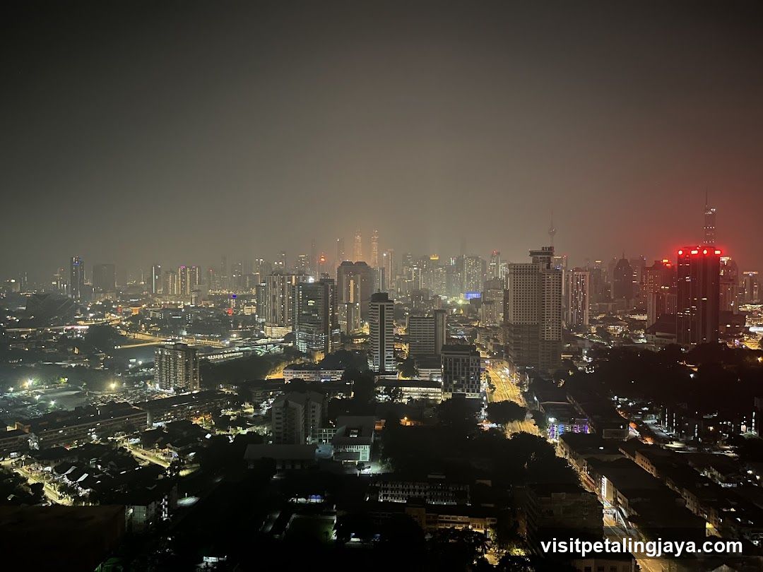 Night Cityscape with Hazy Skyline