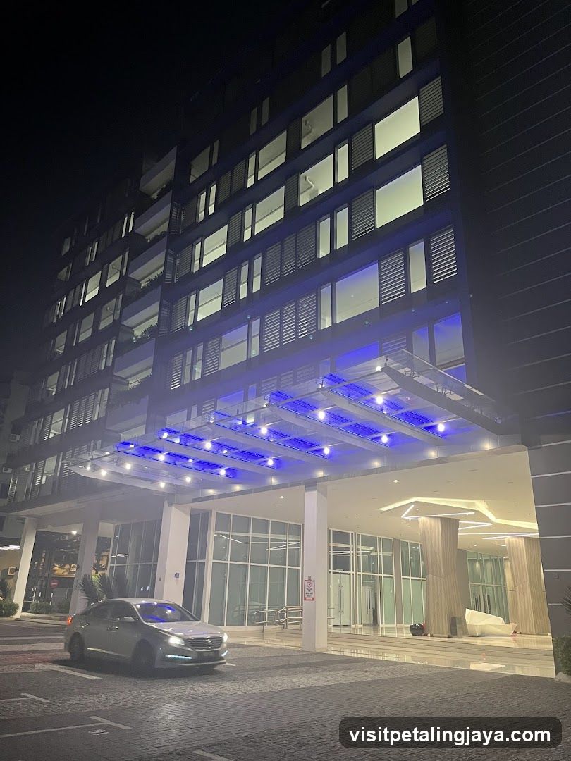 Night View of Modern Building Entrance