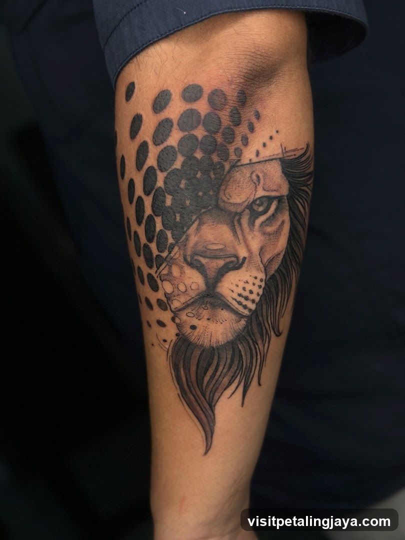 Lion Tattoo on Forearm