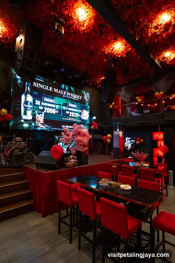 Bar Interior with Whisky Advertisement