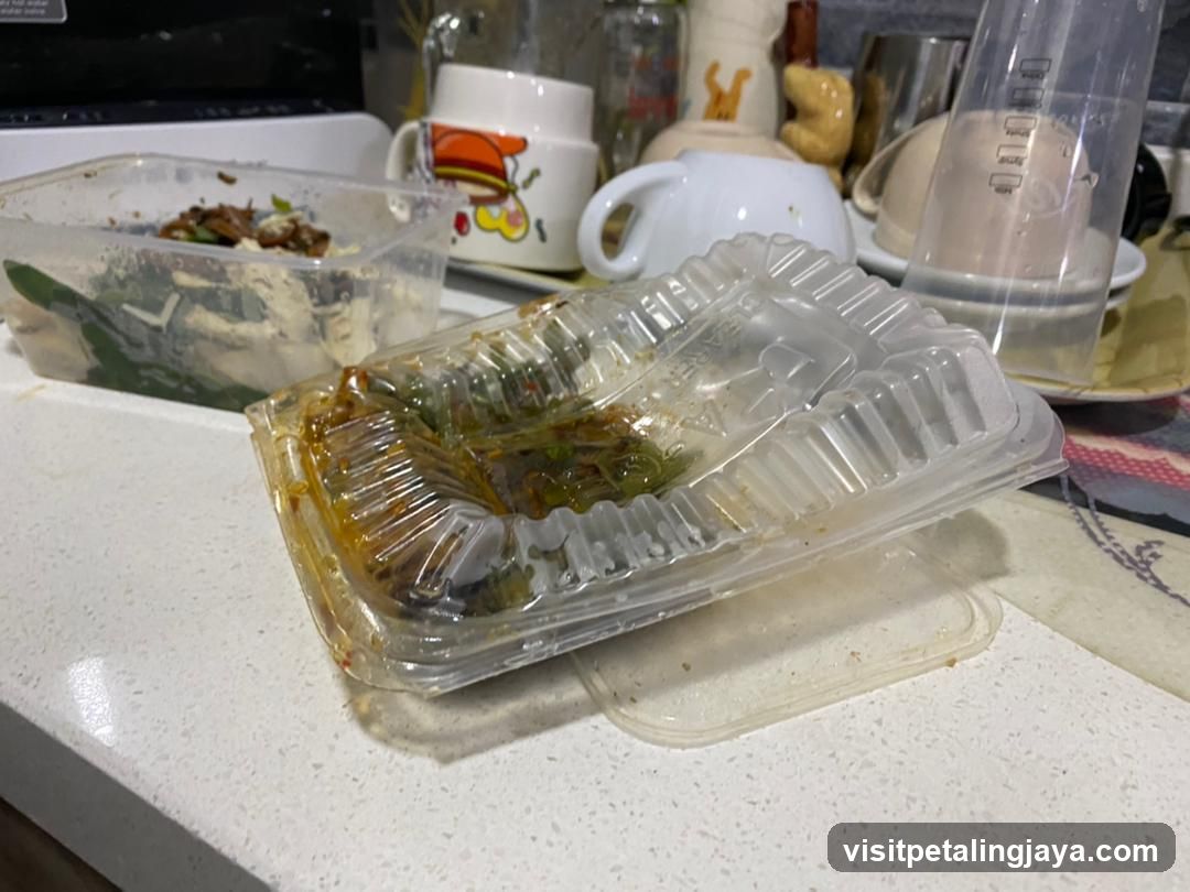 Used Food Containers on Kitchen Counter