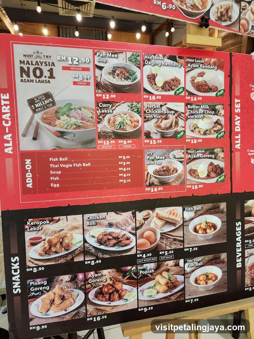 Malaysia No.1 Asam Laksa Menu Board