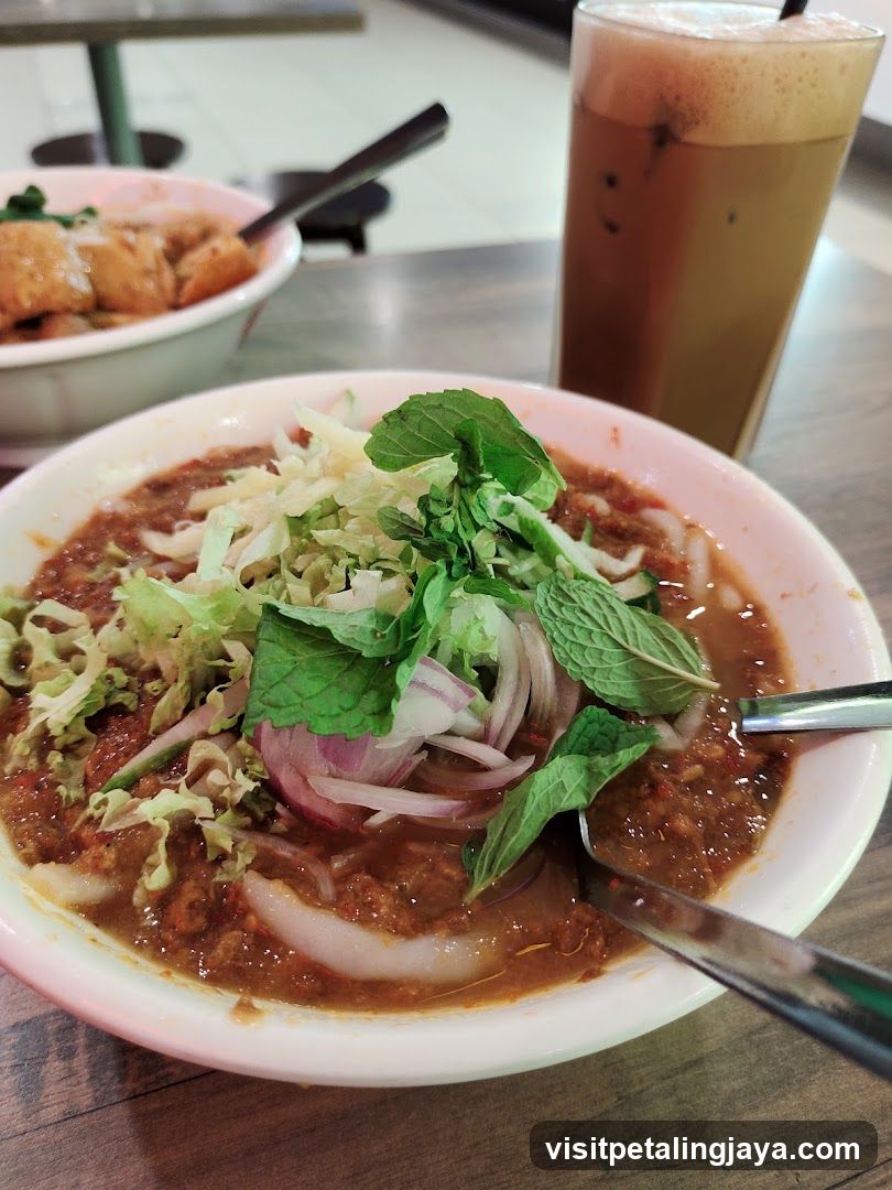 Bowl of Curry with Salad and Mint