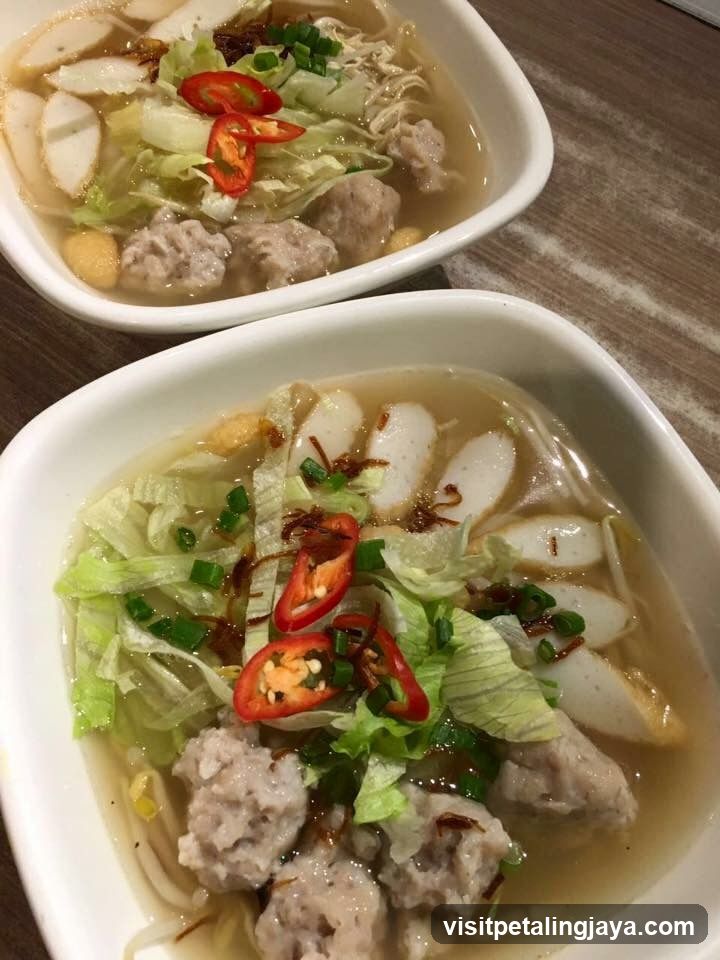 Noodle Soup with Meatballs and Tofu Skin