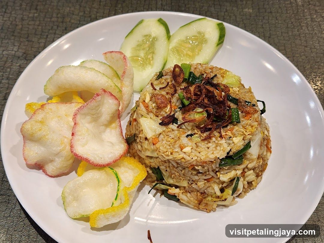Fried Rice with Chips and Cucumber Slices