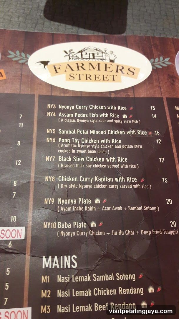 Farmers Street Menu