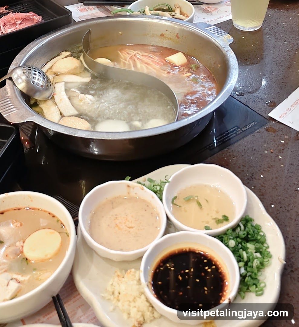 Hot Pot Meal with Dipping Sauces