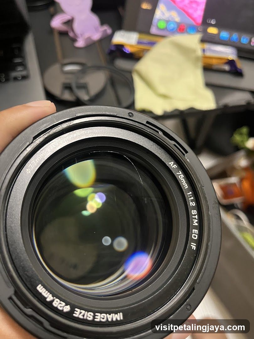 Lens Close-Up with Reflections