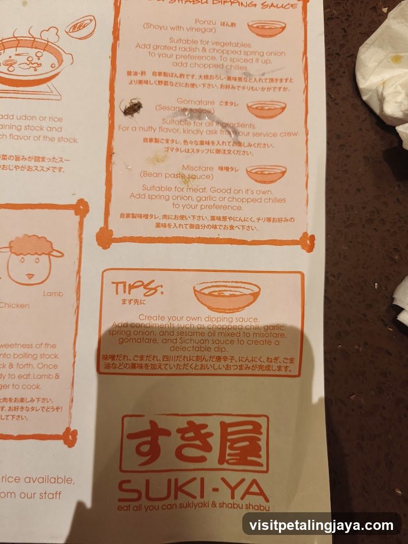 SUKI-YA Menu Page