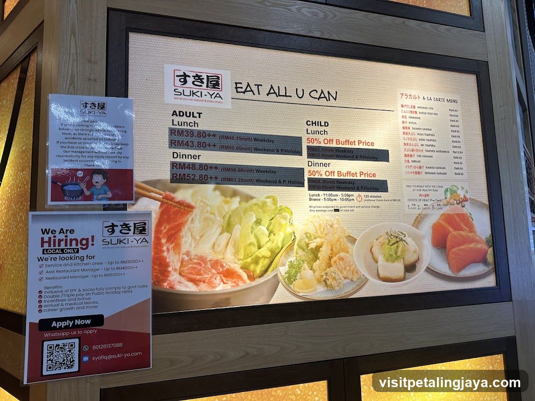 Suki-Ya Buffet Menu and Hiring Ad