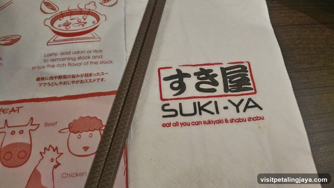 Suki-Ya Napkin and Menu Card