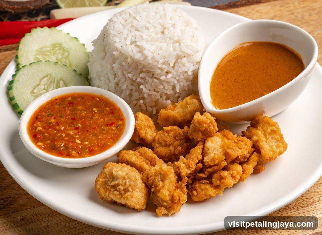 Fried Chicken with Rice and Sauces