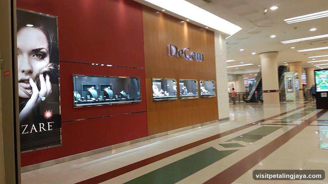 Shopping Mall Interior with Storefronts and Advertisements