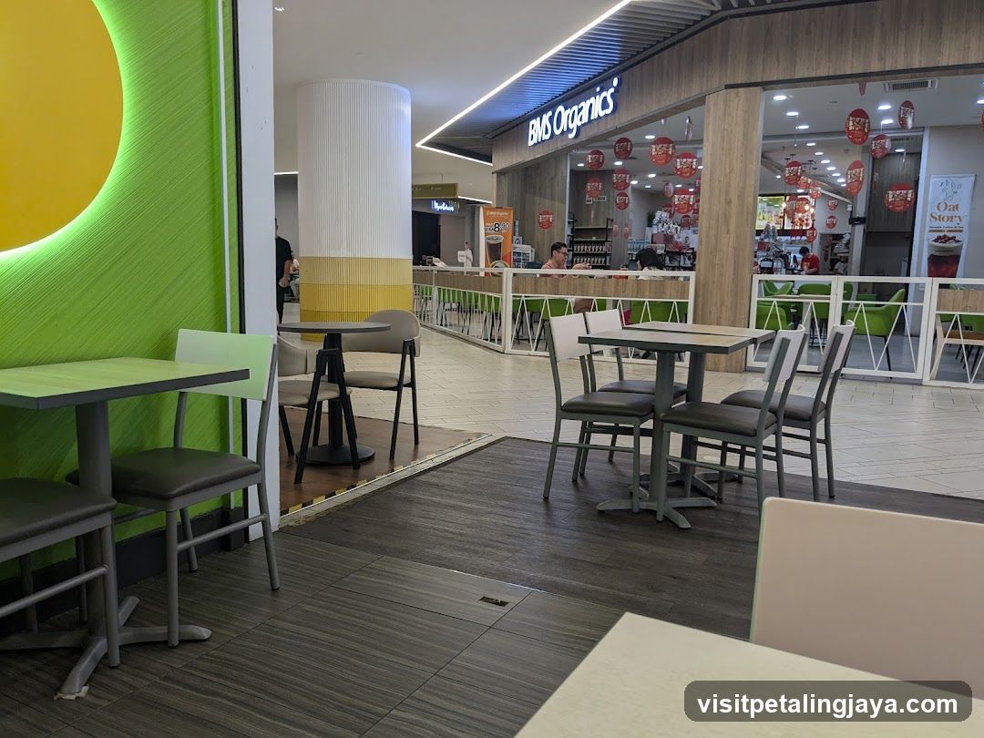 Food Court Interior with BM's Organics Storefront