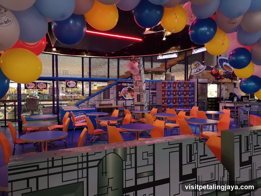 Play Area Interior with Balloons and Seating