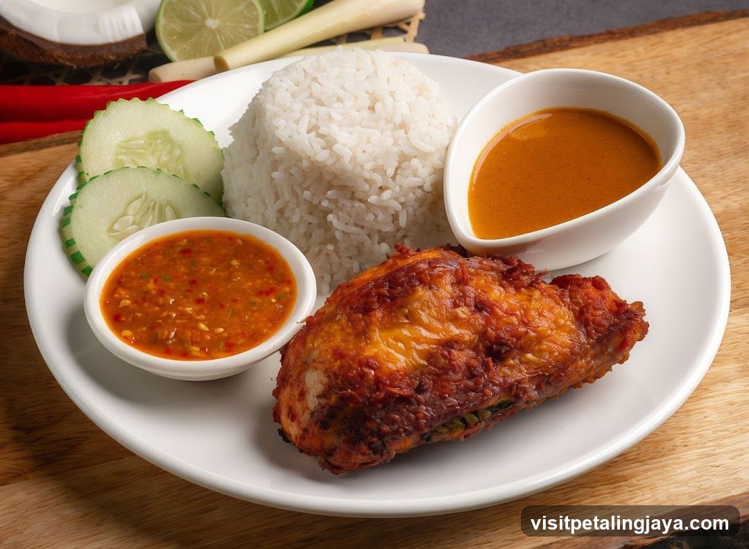 Fried Chicken with Rice and Sauces