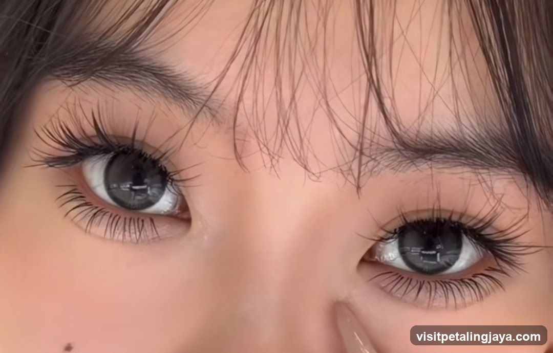 Close-up of eyes with contact lenses