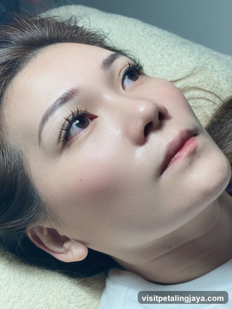 Woman lying down with makeup