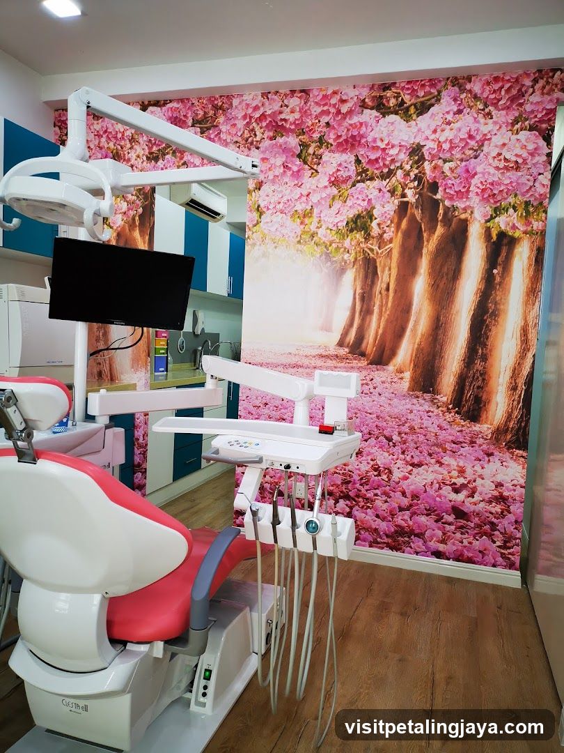 Dental Clinic Interior with Floral Wall Art