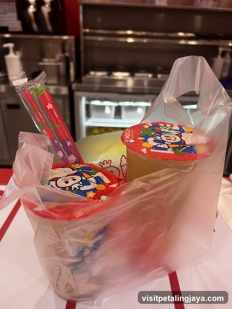 Takeout food in plastic bag