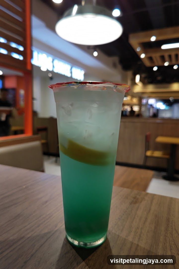 Blue Drink in Restaurant Interior