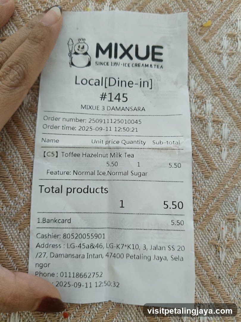 Mixue Receipt