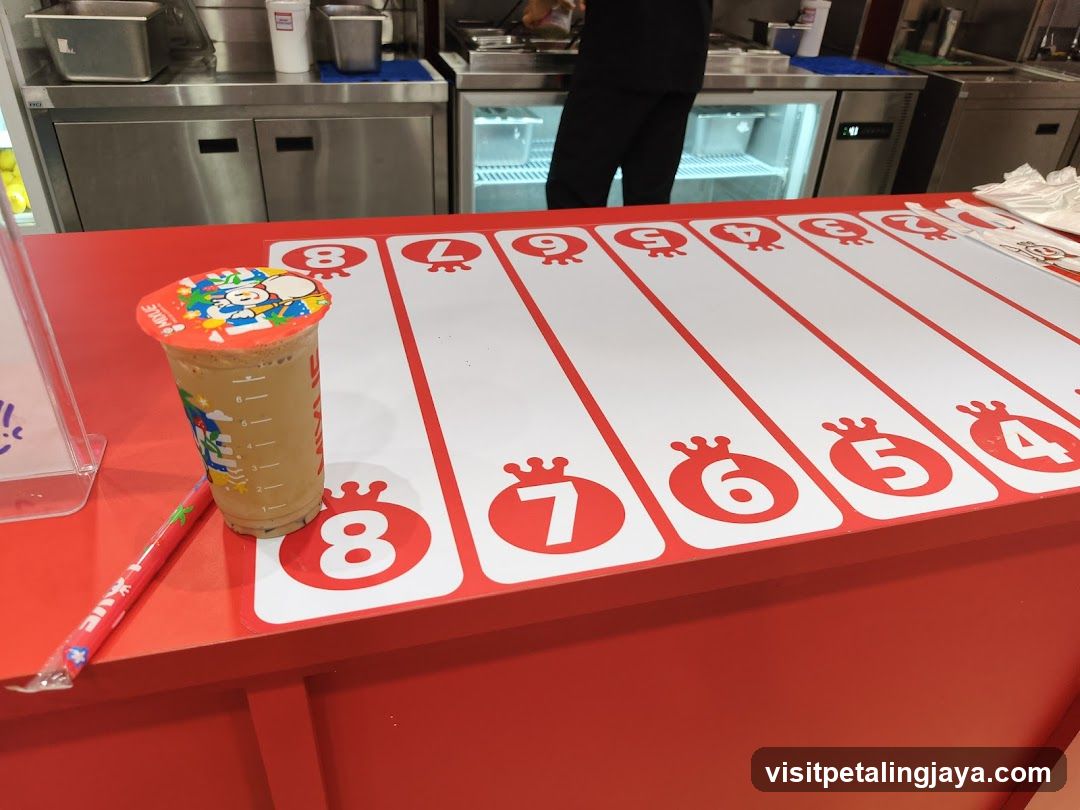 Beverage Counter with Numbered Stands