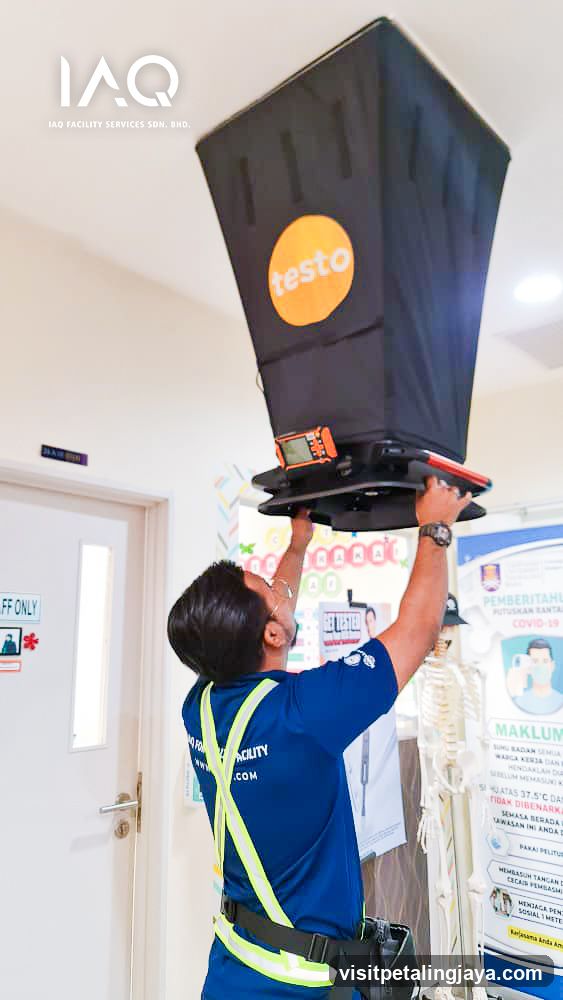 IAQ Facility Services Worker with Testo Equipment