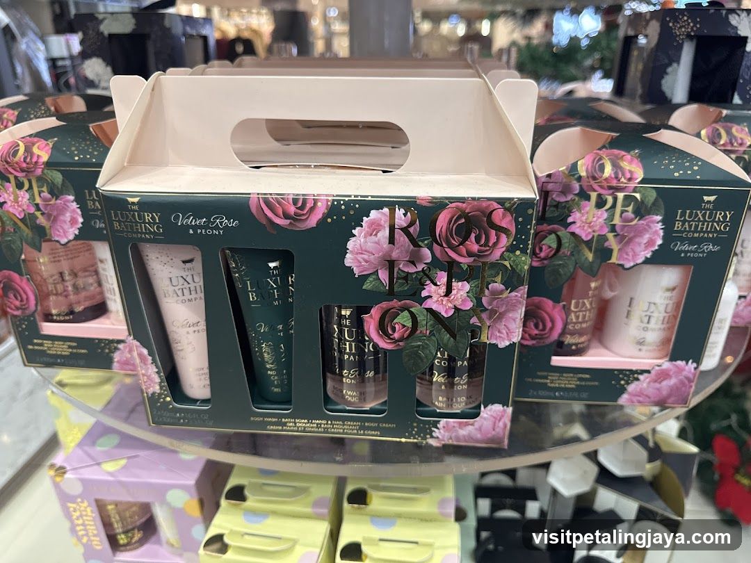 Luxury Bathing Company Velvet Rose Gift Set Display
