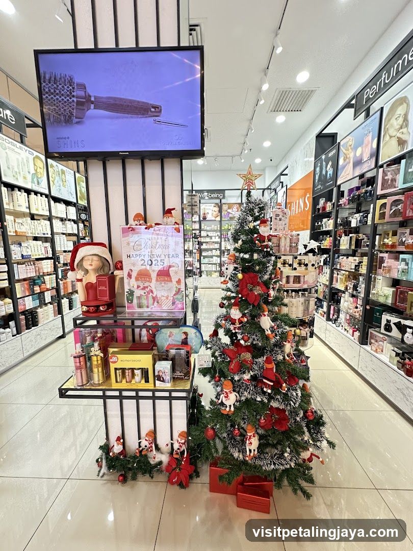 Christmas display in a beauty store