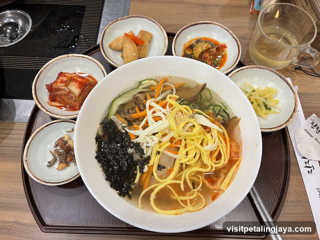 Korean Noodle Bowl with Side Dishes