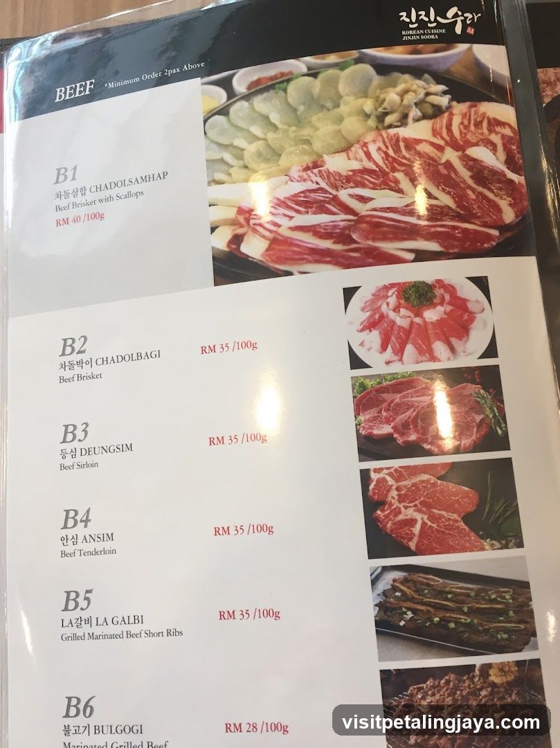 BEEF Menu - Korean BBQ Restaurant
