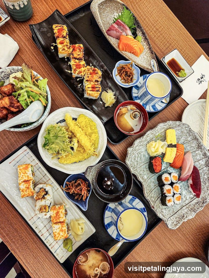 Sushi and Japanese Food Spread