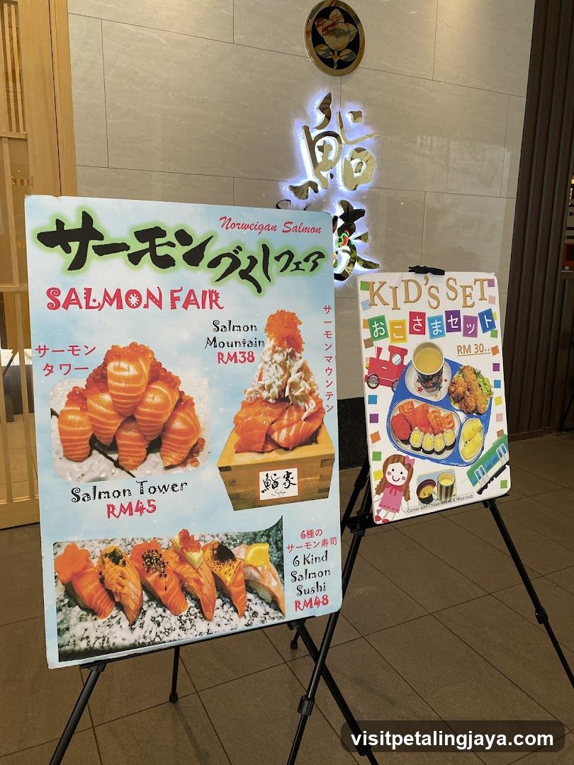 Salmon Fair and Kids Set Menu Display