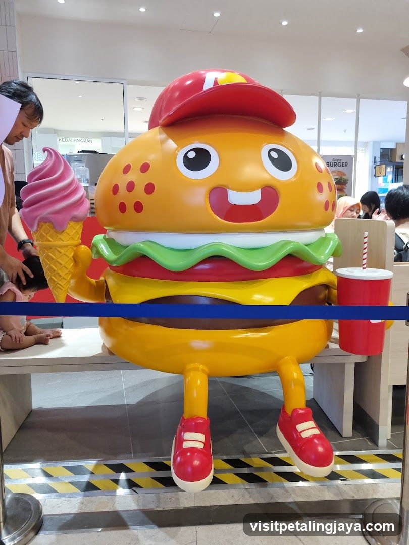 Burger Character Statue with Ice Cream Cone